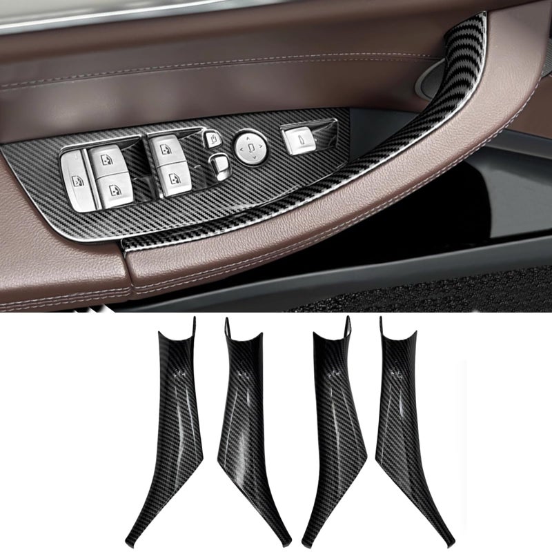 CHUANGHUI 4PCS Car Door Pull Cover Fit for BMW X3 G01 20182023 X4 G02 20192024 Interior Door Handle Protective Decorate Covers 20i 30i 30e Carbon Fiber Color